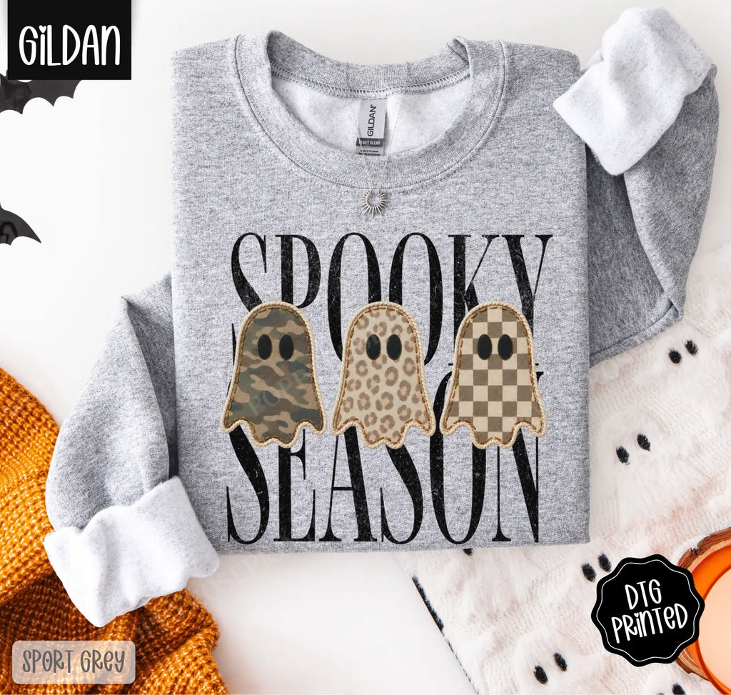 Spooky Season Gildan Sweatshirt, Trendy Women's Halloween Crewneck