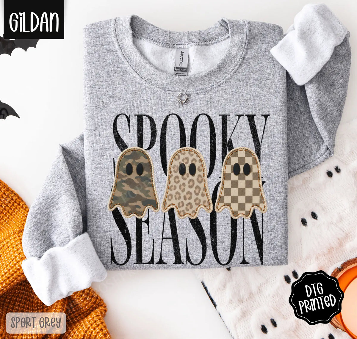 Spooky Season Gildan Sweatshirt, Trendy Women's Halloween Crewneck