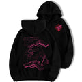 Relaxed Fit Gothic Hoodie with "In Glock We Trust" Witch Graphic, Unisex Fleece Pullover for Couples, Casual Halloween Streetwear, Cotton, M, Party, Tops, Sweatshirts, Menswear, Long Sleeve, New Year, Aesthetics, Thanksgiving