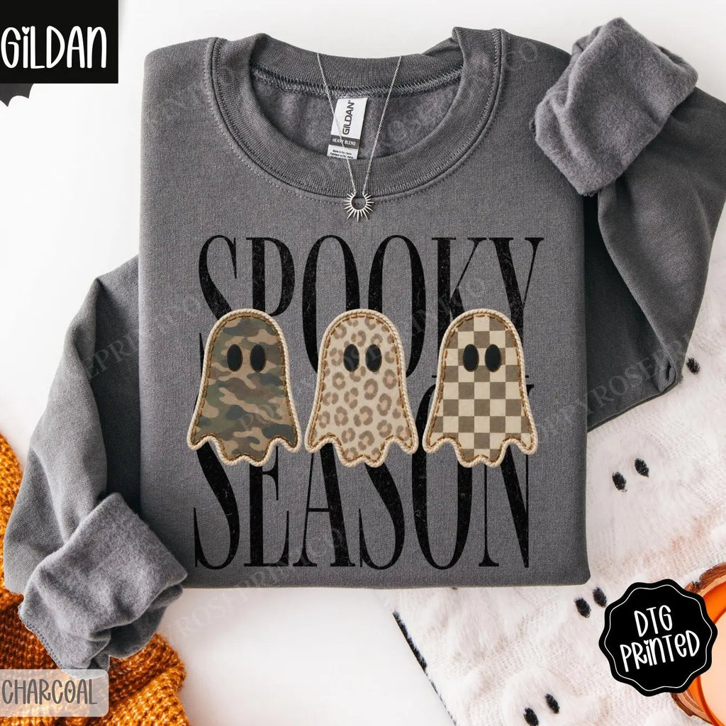 Spooky Season Gildan Sweatshirt, Trendy Women's Halloween Crewneck