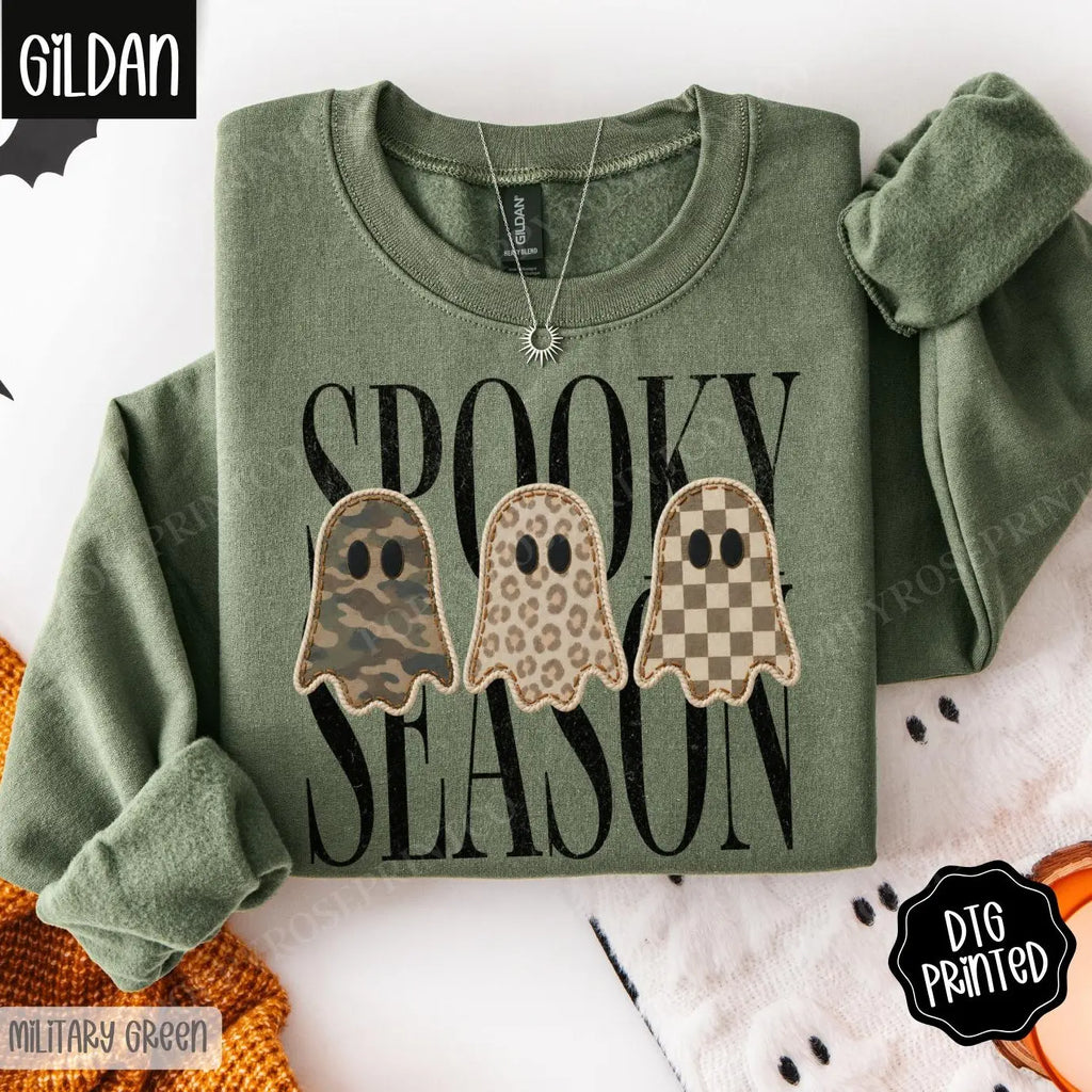 Spooky Season Gildan Sweatshirt, Trendy Women's Halloween Crewneck