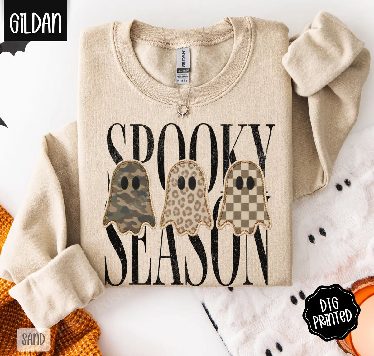 Spooky Season Gildan Sweatshirt, Trendy Women's Halloween Crewneck