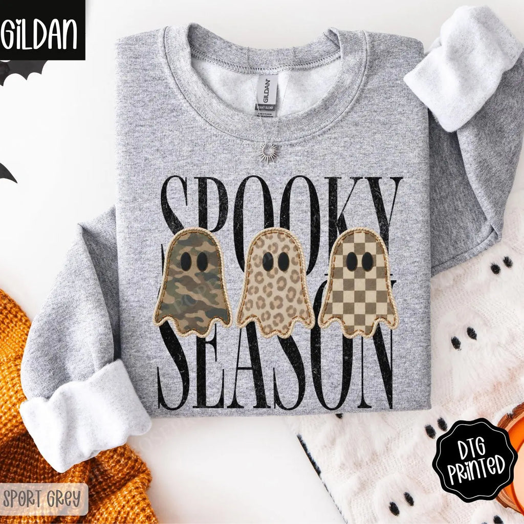 Spooky Season Gildan Sweatshirt, Trendy Women's Halloween Crewneck